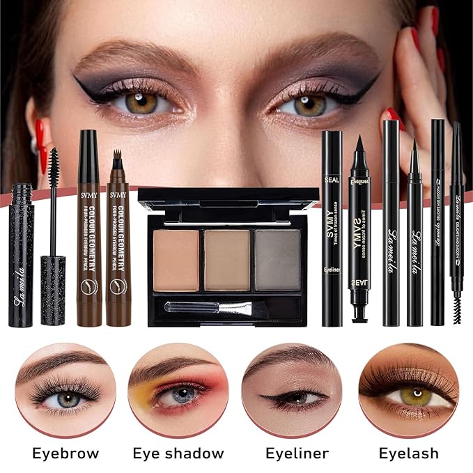 All In One Makeup Kit, Travel Makeup Kit, Makeup Gift Set, Makeup Kit for Women Full Kit, Makeup Bundle Includes Foundation Eyeshadow Palette Lipstick Eyeliner Mascara Contour Stick Cosmetic Brush Set-VivaGrace Women