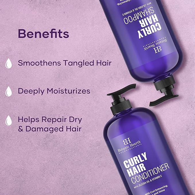 Botanic Hearth Curly Hair Shampoo and Conditioner Set For Curly Hair | Detangle, Define & Enhance Curls | With Jojoba oil & Vitamin E | Sulphate Free | 16 fl oz x 2-VivaGrace Women
