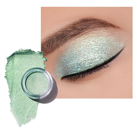 Oulac Green Cream Eyeshadow-Eyeshadow Prime| as Highlighter Large Capacity Highly Pigmented Eye Shadow Waterproof &Long Lasting with Moisturizing Formula, Shimmer Glitter Eye Makeup. 6g.(16)-VivaGrace Women