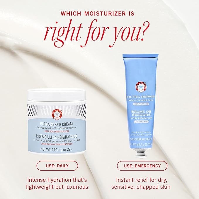 First Aid Beauty - Ultra Repair Cream, Intense Hydration Whipped Colloidal Oatmeal, Clinically Proven to Strengthen Skin Barrier in 7 Days & Helps Relieve Eczema, Luxury Moisturizer, 6 oz + Bonus, 2ct-VivaGrace Women