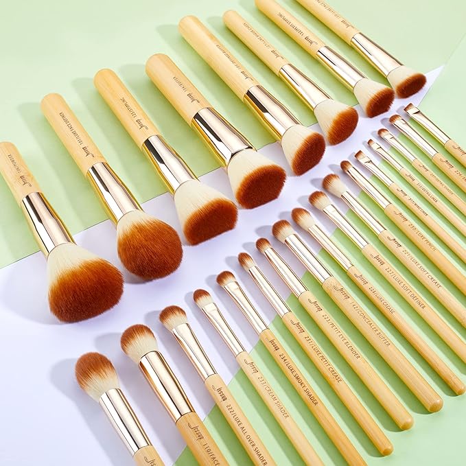 Jessup Professional Bamboo Makeup Brushes, Premium Synthetic Foundation Powder Concealer Blush Highlight Eye Blending Cosmetic Brush Set 25pcs T135-VivaGrace Women