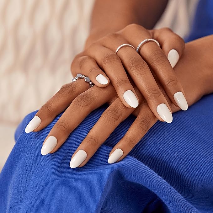 KISS imPRESS Color Press-On Manicure Fake Nails, Ballroom - Short & Square, Solid White, Ready To Wear, Chip Proof, Smudge Proof, No Dry Time, Mini File & More | 30 Count