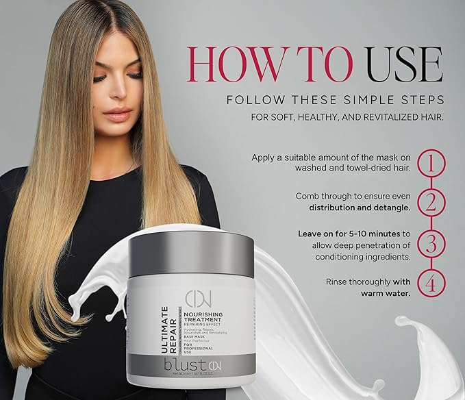 Ultimate Repair Mask with Collagen & Keratin for Damaged Hair - Hydration Deep Treatment for Dry Hair - Frizz Control & Nourishment Mask with Bamboo & Avocado Oil 500Ml-VivaGrace Women