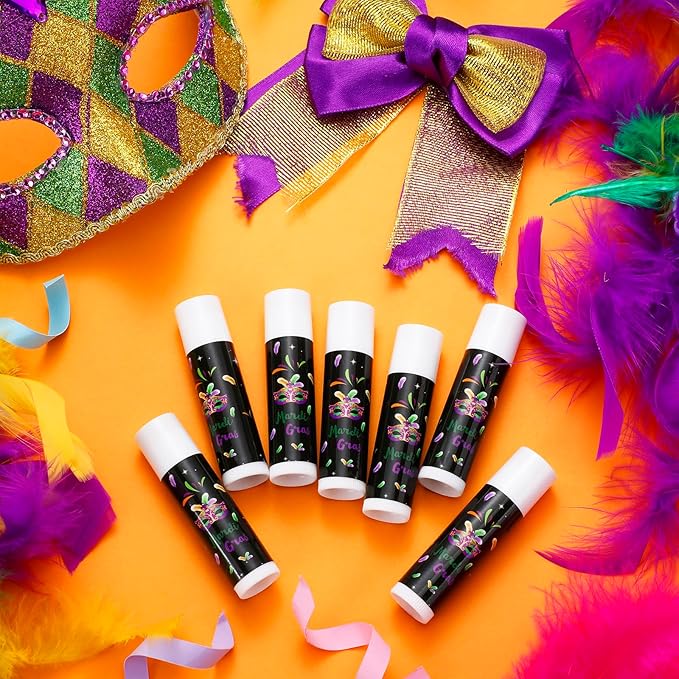 48 Pcs Mardi Gras Lip Balm Moisturizing Lip Balm Bulk Lip Balms and Moisturizers Wax Lip Cream Stocking Stuffers for Mardi Gras Party Favors Gift Baskets Women Men, Jasmine-VivaGrace Women