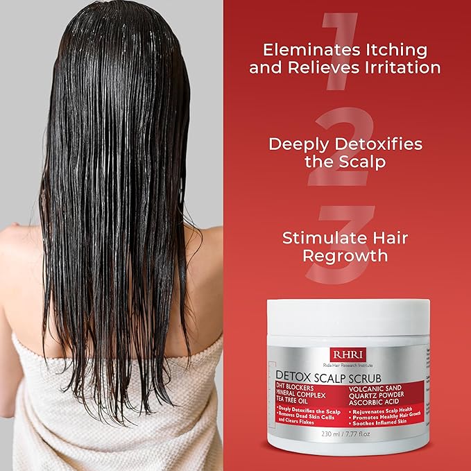 Scalp Scrub with Tea Tree Oil for Hair Growth | DHT Blockers, Volcanic Sand & Mineral Complex | Detoxifies, Exfoliates & Removes Flakes | Clears Build-Up for a Healthy Scalp | 7.77 fl oz-VivaGrace Women