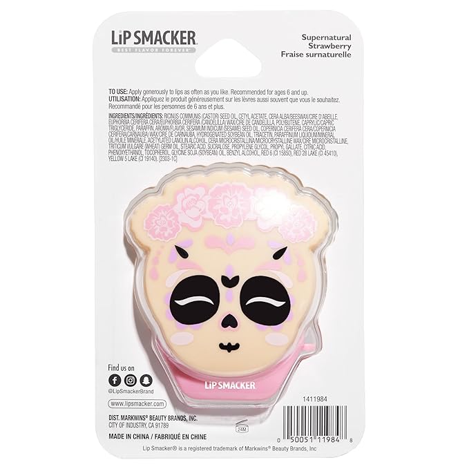 Lip Smacker Day of the Dead Lip Balm- Supernatural Strawberry (Pink)-VivaGrace Women