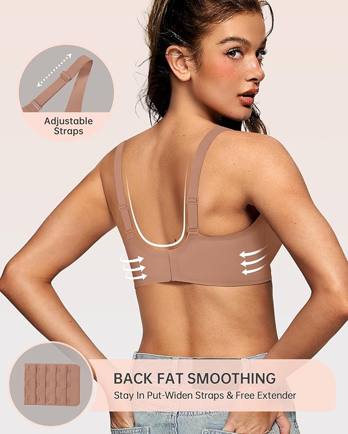 OEAK Womens Deep V Bras Wireless Comfortable Bra Supportive No Underwire Bras Tshirt Push Up Bralettes Plunge Seamless Bra-VivaGrace Women
