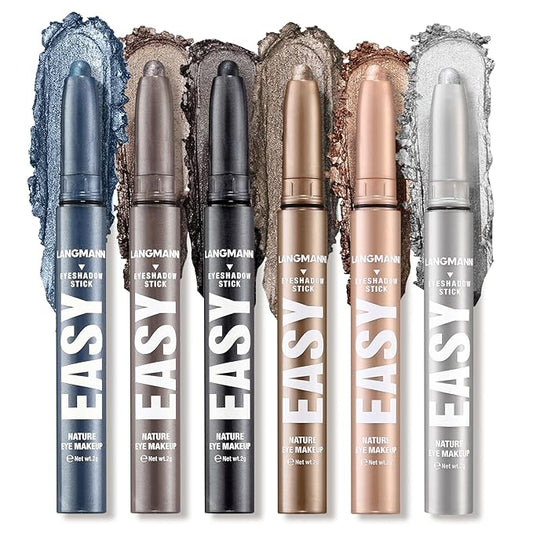 LANGMANNI Eyeshadow Stick, 6 PCS Waterproof Multi-Color Eyeshadow Pen Set, Creamy Long-Lasting Eye Makeup Kit, Natural & Shimmer Shades Contour Stick, Perfect Gifts For Women (#E)-VivaGrace Women