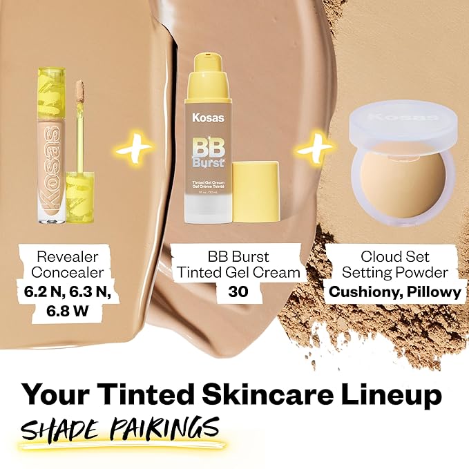Kosas BB Burst Tinted Face Gel Cream - Supports Healthy Collagen, Smoothes Skin, Hydrates & Moisturizes - Lightweight Buildable Coverage - Medium Tan Neutral Cool 30, (1 Oz/30 ML)-VivaGrace Women