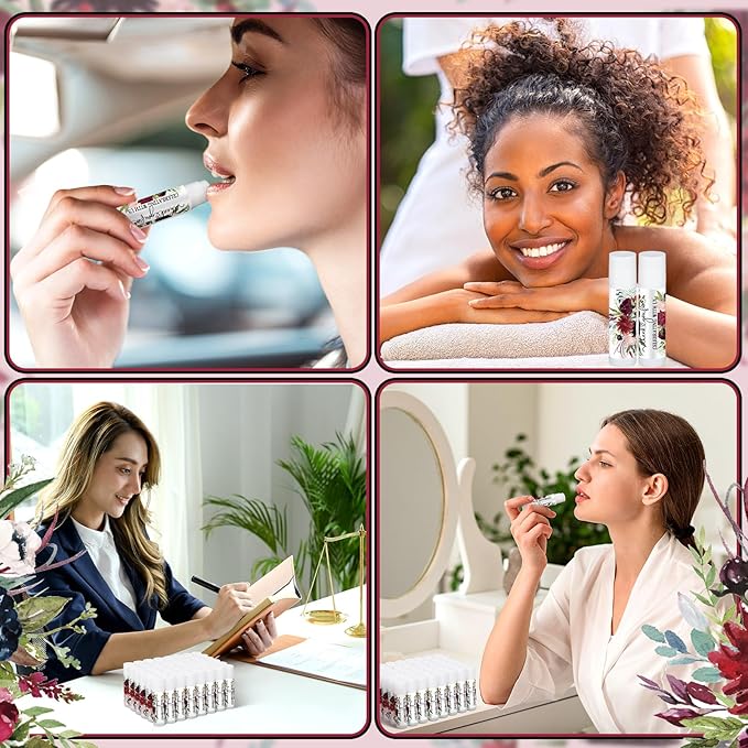 Dunzy 100 Pack Hello Fall Thanksgiving Party Gifts Bulk Lip Balms Favors Employee Appreciation Gifts Thank You Gifts Team Inspirational Gifts for Women Men Coworkers Satff Teachers(Floral)-VivaGrace Women