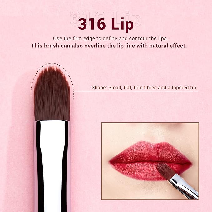 Jessup Lip Brush Set, Professional Lip Makeup Brushes for Lipstick Streak-Free Contour Define and Accentuate, Premium Synthetic Hair, 5pcs T325-VivaGrace Women