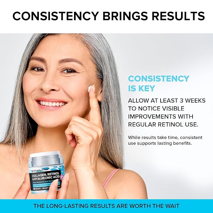 SimplyVital Collagen Face Moisturizer - Anti-Aging Retinol Cream for Face, Neck & Décolleté with Hyaluronic Acid - Made in USA, Daily Moisturizer Face Cream, 2-Pack-VivaGrace Women