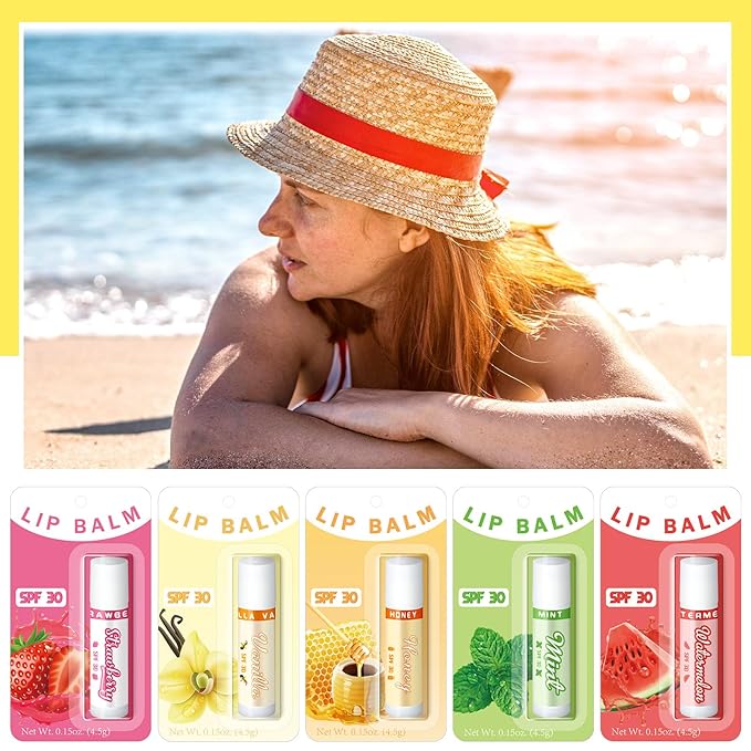 30 Pack Lip Balms SPF 30 Bulk Sunscreen Lip Balms Party Gifts Favors Lip Sunscreen Care with Vitamin E Wedding Bridal Shower Favors Baby Shower Gifts for Outdoor Travel Beach-VivaGrace Women