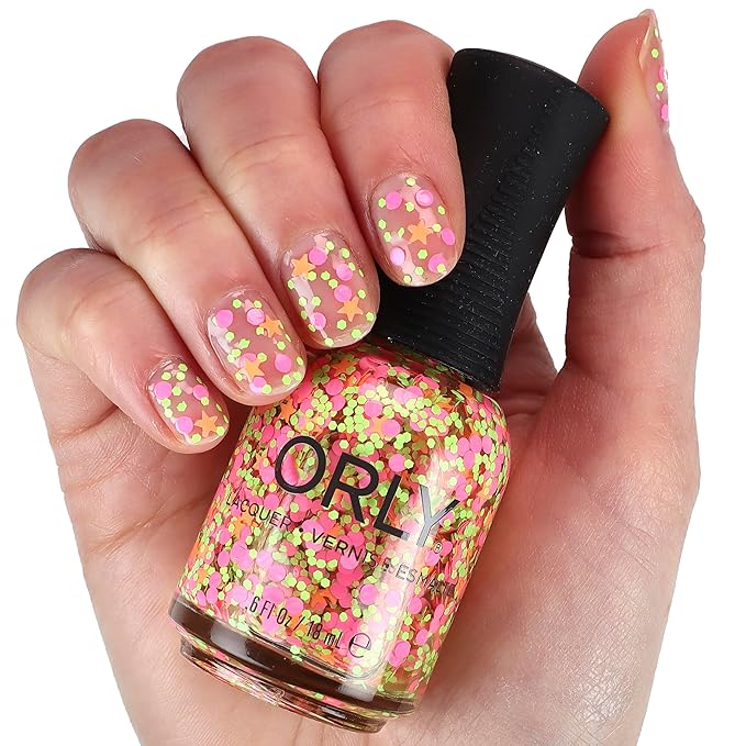 Orly Neon Nail Polish Colors for Summer | Bright Shades and a Confetti Topper for Summer Neon Nails | 0.6fl oz (Bikini Bottoms, 0.6 fl oz)