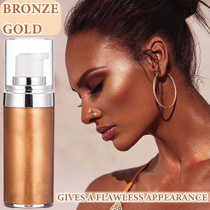 Body Luminizer Liquid Illuminator, Bronze Gold, Skin Foundation Concealer, All Skin Types-VivaGrace Women