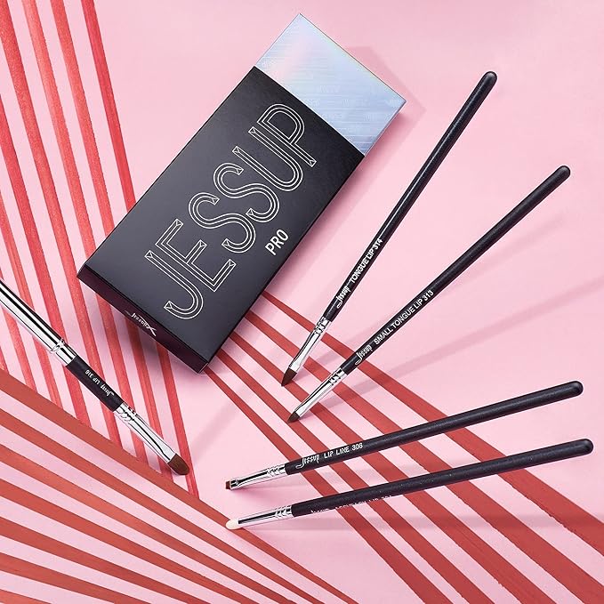 Jessup Lip Brush Set, Professional Lip Makeup Brushes for Lipstick Streak-Free Contour Define and Accentuate, Premium Synthetic Hair, 5pcs T325-VivaGrace Women