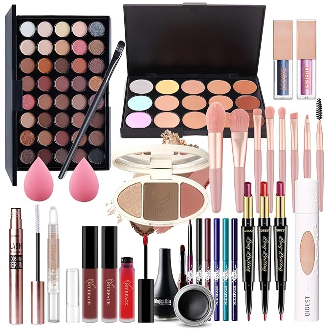 All-in-one Holiday Make up Gift Set | Makeup Kit for Women Full Kit Essential Starter Bundle Include Eyeshadow Palette Lipstick Blush Foundation Concealer Face Powder Mascara Lipgloss Brush-VivaGrace Women