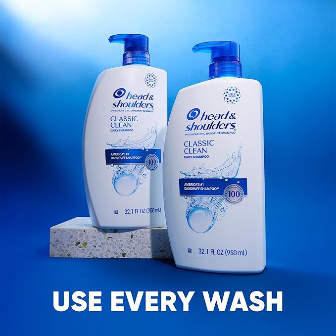 Head & Shoulders Classic Clean Dandruff Shampoo Twin Pack, Anti-Dandruff Daily Use, Paraben-Free, Color-Safe, 32.1 Fl Oz Each (Set of 2)-VivaGrace Women