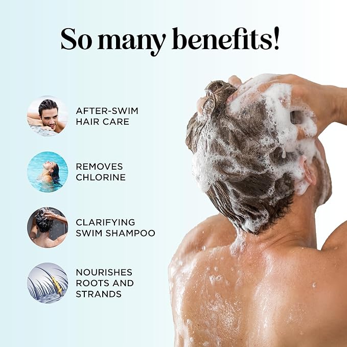 After Swim Shampoo and Conditioner Set - Chlorine Shampoo and Conditioner for Swimmers with Tea Tree and Rosemary Oil - Clarifying Shampoo for Hard Water Chlorine and Saltwater with Replenishing Oils-VivaGrace Women