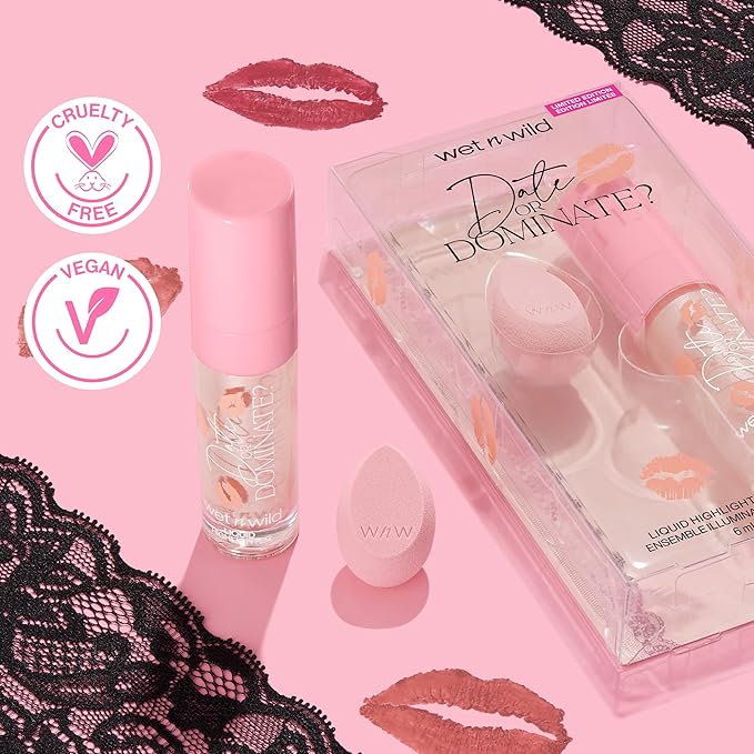 wet n wild Date Or Dominate Liquid Highlighter & Sponge Set-VivaGrace Women