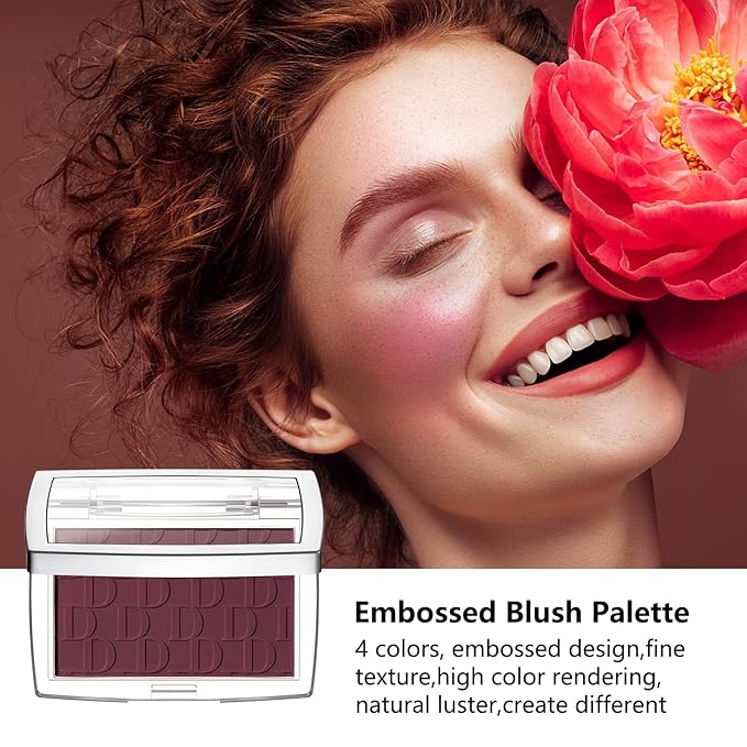 Embossed Blush, Palette Pink Dark Powder Blush Palette-VivaGrace Women
