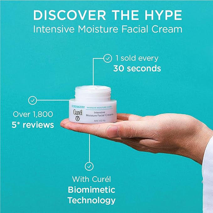 Curel Japanese Skin Care Intensive Face Moisturizer Cream, Hydrating Face Lotion for Dry to Very Dry Sensitive Skin, Anti-Aging, Fragrance-Free, Anti-Wrinkle Japanese Skin Care, 1.4 Oz-VivaGrace Women