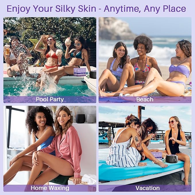 BLITZWAX Brazilian and Bikini Waxing Kit for Women, Hard Wax Warmer for Face, Legs, and Body, At Home Hair Removal Kit, Beginner Friendly, Quick Heating, 28 Accessories-VivaGrace Women