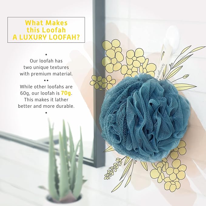 Spongentle Dual Texture Deep Cleansing Loofah Sponge for Radiant Skin, Pack of 3, Bath and Shower, Exfoliating Body Scrubber, Beautiful Colors for Women and Men-VivaGrace Women