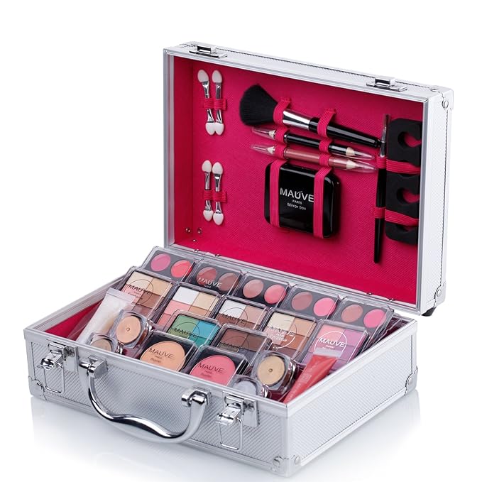 Makeup Kit for Girls and kids 8-12 Carry All Makeup Train Case with Pro Makeup for Teens Women Full Starter Cosmetics Set (SILVER)-VivaGrace Women