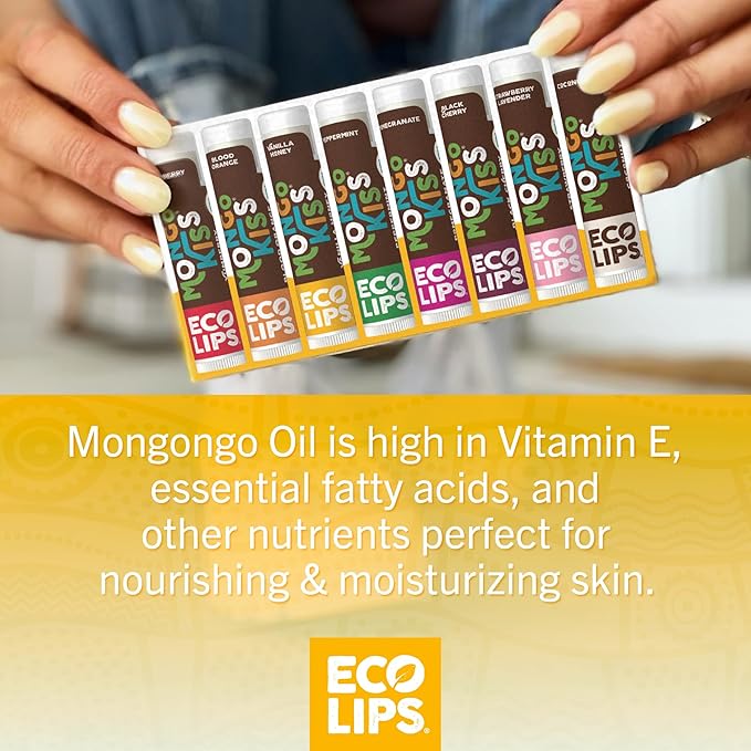 Mongo Kiss USDA Organic Lip Balm Set 8-pack (0.15 oz. each) with Mongongo Oil & Cocoa Butter to Moisturize Chapped Lips | Made in USA by Eco Lips - Peppermint-VivaGrace Women