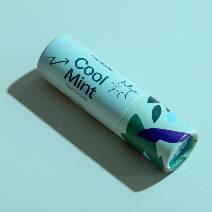 Plant Therapy Cool Mint Natural Lip Balm 0.3 oz (8.5 g) Simple, Natural Ingredients & Packaged in Eco-Friendly Recyclable Cardboard-VivaGrace Women