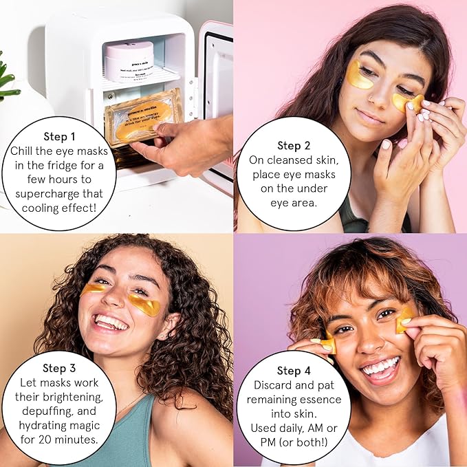 grace & stella Award Winning Under Eye Mask - Travel Essentials - Birthday Gifts for Women - Gel Eye Patches for Dark Circles, Puffy Eyes, Wrinkles, Undereye Bags - Vegan Self Care (48 Pairs, Gold)-VivaGrace Women
