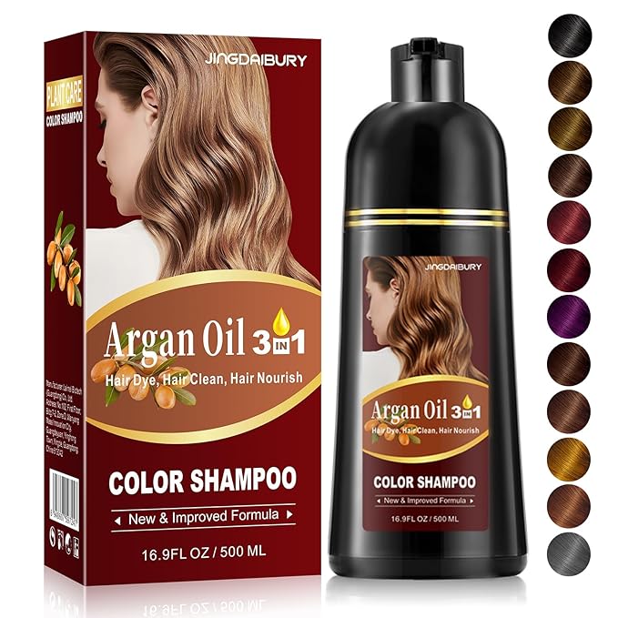 Instant Blonde and Brown Semi-Permanent Hair Dye Shampoo - 3 in 1 Formula with Argan Oil for Men & Women, Easy to Use, 16.9 Fl oz-VivaGrace Women