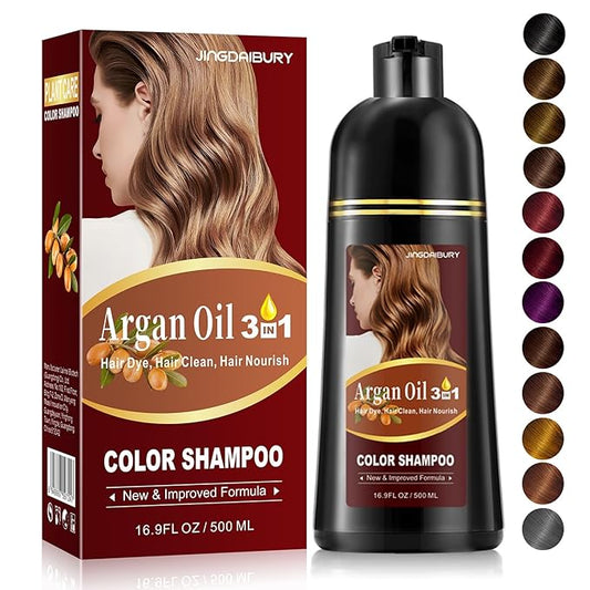 Light Brown Hair Dye Shampoo with Argan Oil, 3-in-1 Long-Lasting Formula for Men & Women, Easy to Use, 16.9 Fl Oz-VivaGrace Women
