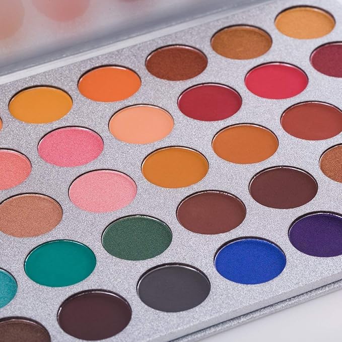 35 Colors Eyeshadow Palette with 7Pcs Makeup Brushes Set, All in One Makeup Kit Matte Shimmer Pigmented Eye Shadow Pallete Waterproof Powder Natural Nude Naked Smokey-VivaGrace Women