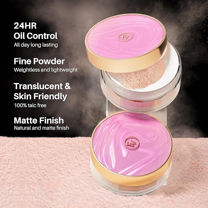 FV Translucent Loose Face Powder, Long Lasting & Lightweight Setting Powder with Matte Finish, Fine Powder for Natural Look, Minimizing Pores and Fine Lines Baking Powder 0.35oz (10g)-VivaGrace Women