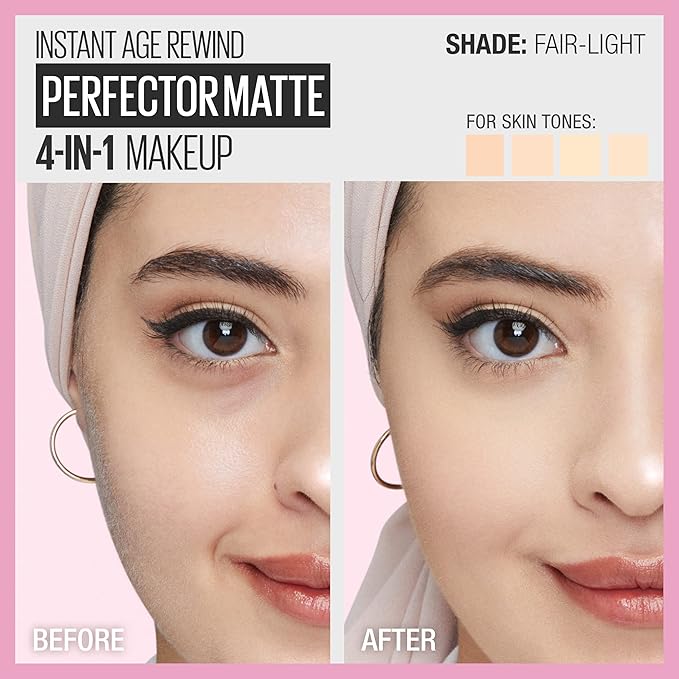 Maybelline Instant Age Rewind Instant Perfector 4-In-1 Matte Makeup, 00 Fair/Light, 1 Count-VivaGrace Women