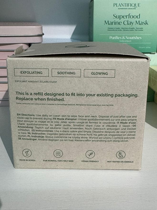 PLANTIFIQUE Only Refill Korean Glycolic Acid Toner Pads 60 Pcs with Niacinamide, CICA - AHA, BHA, PHA Daily Face Exfoliating Pads for Gentle Skin Renewal, Toner for Cleansing All Skin Types-VivaGrace Women