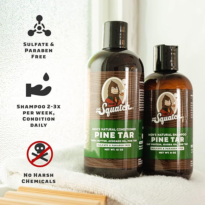 Dr. Squatch Natural Hair Bundle for Men - Healthy, Full Looking Hair - Fresh Falls Shampoo (8 fl oz), Fresh Falls Conditioner (11.5 fl oz)-VivaGrace Women