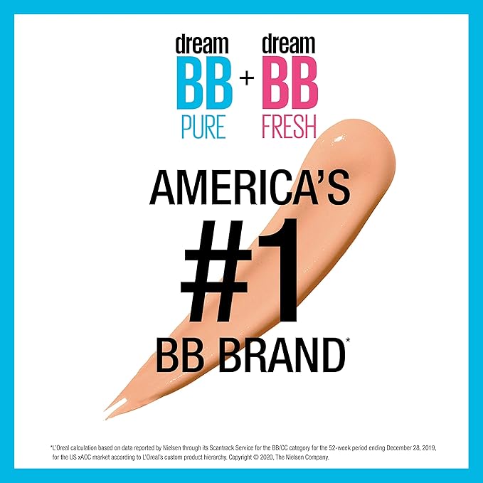 Maybelline Dream Pure Skin Clearing BB Cream, 8-in-1 Skin Perfecting Beauty Balm With 2% Salicylic Acid, Sheer Tint Coverage, Oil-Free, Medium, 1 Count-VivaGrace Women