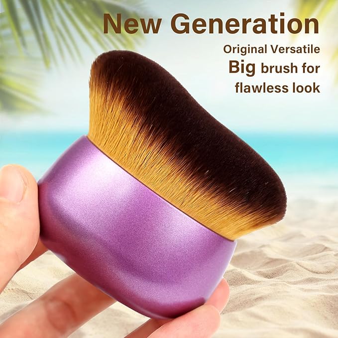 Extra Large Body Makeup Brush For Self Tanner, Leg Makeup &Bronzer Blend,75 mm Wide-headed Kabuki Brush Provides More Even &Pretty Application, Sunscreen Face& Back Makeup Brush, Wet&Dry Use- Purple-VivaGrace Women