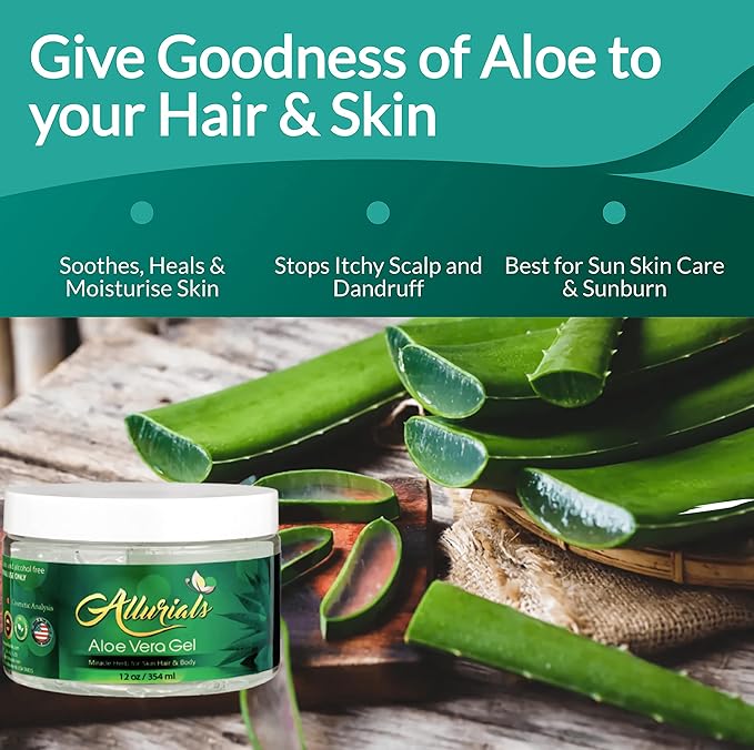 100% Pure & Organic Aloe Vera Gel, Clinically tested & Dermatologist approved, Hydrates & Heals Dry & Damaged Skin & Hair- 12 Oz-VivaGrace Women