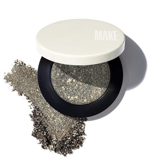 MAKE Beauty Multi-Chromatic Eye Shadow. Metal Reflecting Luminous Foil Finish Creamy, Buildable, Dimensional Long-wear, Crease-proof Powder Eyeshadow, Multichrome Shade - Gravitational, Olive Green-VivaGrace Women