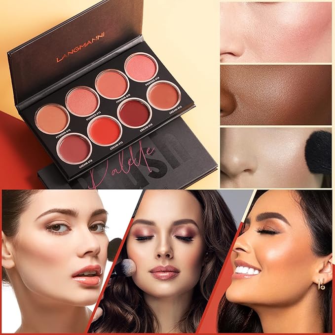 8 Colors Blush Palette,Vegan, Cruelty Free & Hypoallergenic,Women Facial Makeup Plate,Skin Tone Enhancing-Meiyugo-VivaGrace Women
