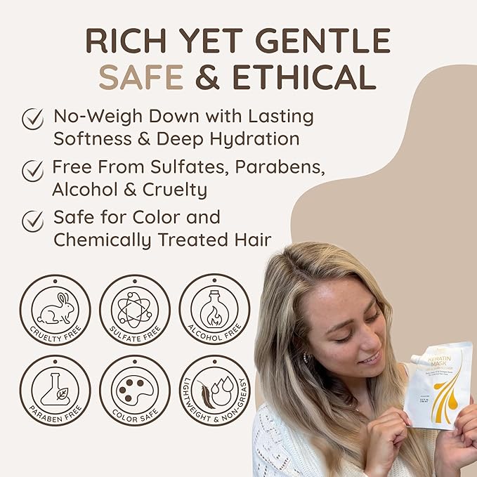 VITAMINS hair cosmetics Keratin Hair Mask - Deep Repair Conditioner with Biotin & Castor Oil - For Damaged, Dry, Curly, Straight, Thin & Fine Hair - Intense Collagen Protein Treatment-VivaGrace Women