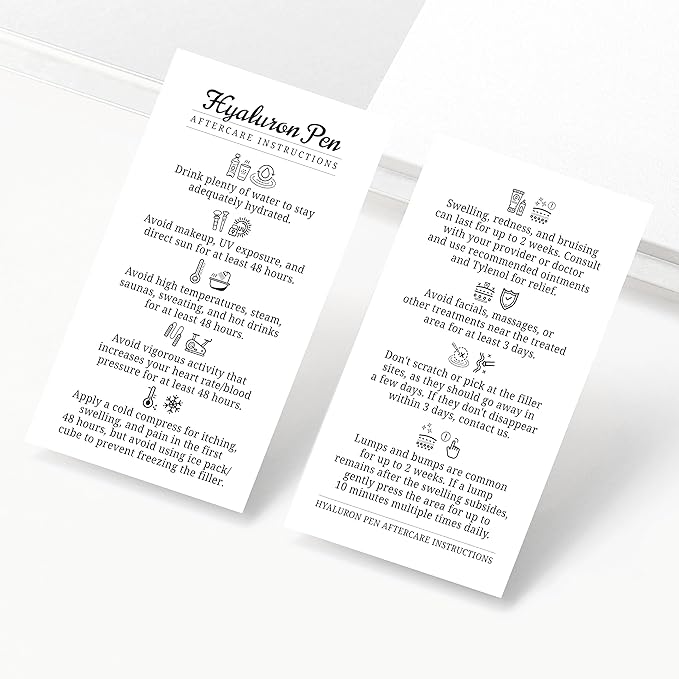 100 Pack - Premium Hyaluron Pen Lip Filler Aftercare Instructions Card 2 x 3.5" Accessories Supplies Kit Care - HP07A100_N-VivaGrace Women