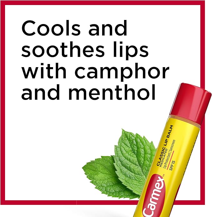Carmex Classic Medicated Lip Balm Sticks, Lip Moisturizer for Chapped Lips, 9 Count (3 Packs of 3)-VivaGrace Women