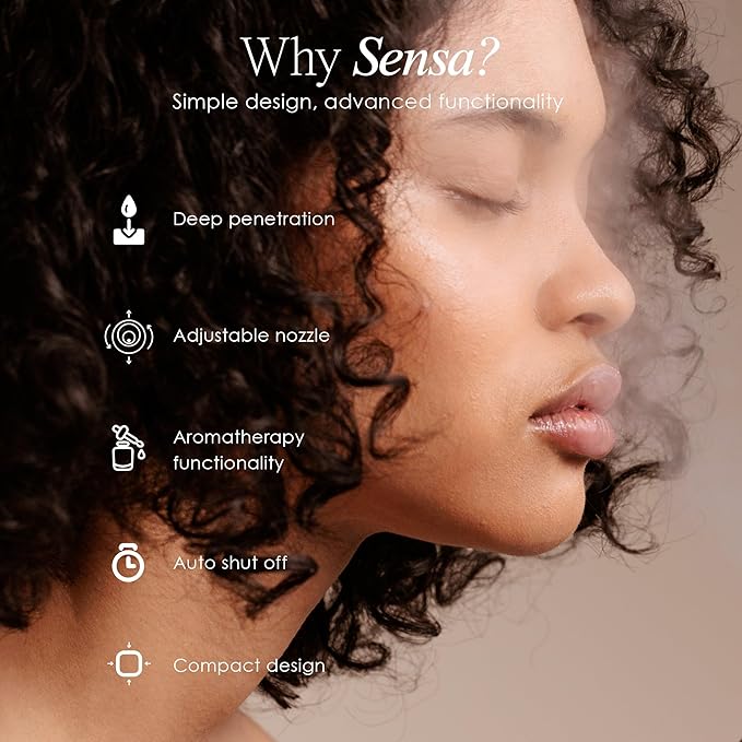 Sensa | Nano Ionic Facial Steamer by Project E Beauty | Deep Pore Cleansing | Warm Mist Sprayer | Detoxify & Clarify Complexion | Moisturize & Hydrate | Home Face Sauna | with 3 Essential Oil Baskets-VivaGrace Women