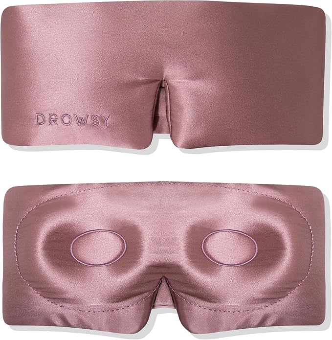 DROWSY Eyelash Protecting Silk Sleep Mask for Natural Lashes & Extensions. Deep Eye Cups, Zero Pressure, Total Blackout, Full Wraparound (Damask Rose)-VivaGrace Women