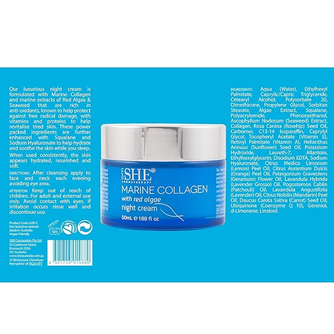 Om She Aromatherapy Marine Collagen with Red Algae Night Cream-VivaGrace Women